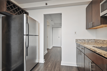 Fully-equipped kitchen with stainless steel appliances